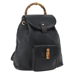 Gucci | Bags | Gucci Bamboo Backpack Suede Black Gold 03  display picture 1